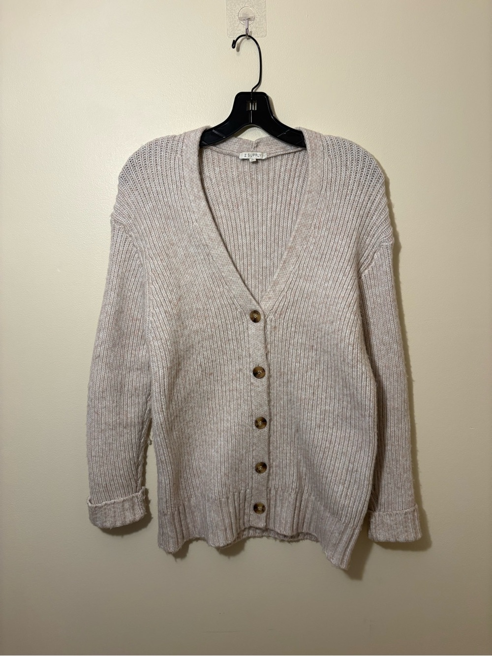 Z Supply Cozy Ribbed Button-Front Cardigan Sweater - Cream